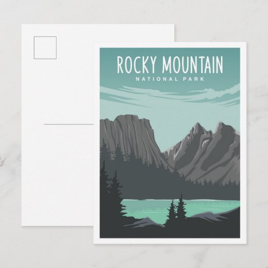 Rocky Mountain National Park Travel Illustration Briefkaart (Voorkant / Achterkant)