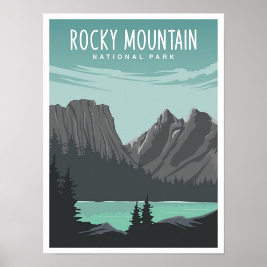 Rocky Mountain National Park Travel Illustration Poster (Voorkant)