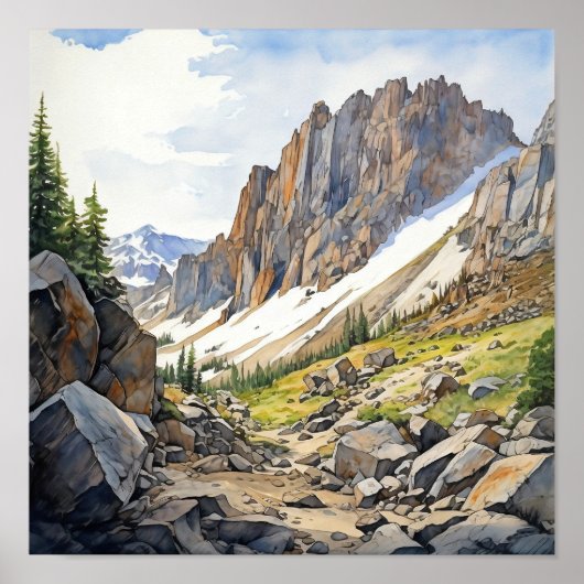 Rocky Mountain National Park Waterverf Poster (Voorkant)