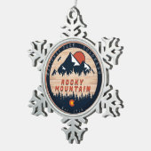 Rocky Mountain National Park Wood  zonsondergang Tin Sneeuwvlok Ornament (Rechts)