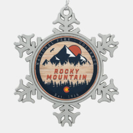 Rocky Mountain National Park Wood  zonsondergang Tin Sneeuwvlok Ornament