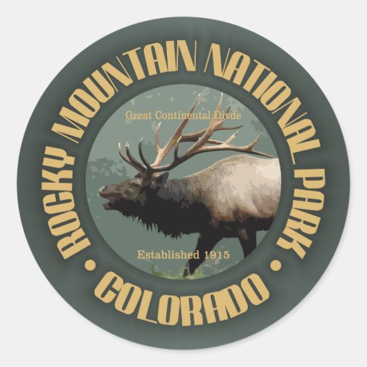 Rocky Mountain NP Ronde Sticker (Voorkant)