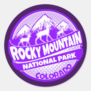Rocky Mountain Park Colorado paarse logo stickers