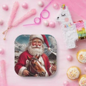Rocky Mountain Santa en zijn paard Papieren Bordje (Feest)