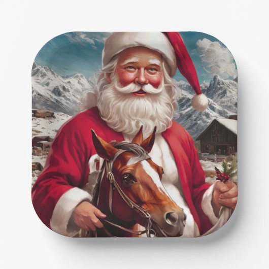 Rocky Mountain Santa en zijn paard Papieren Bordje (Voorkant)