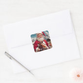 Rocky Mountain Santa en zijn paard Vierkante Sticker (Envelop)