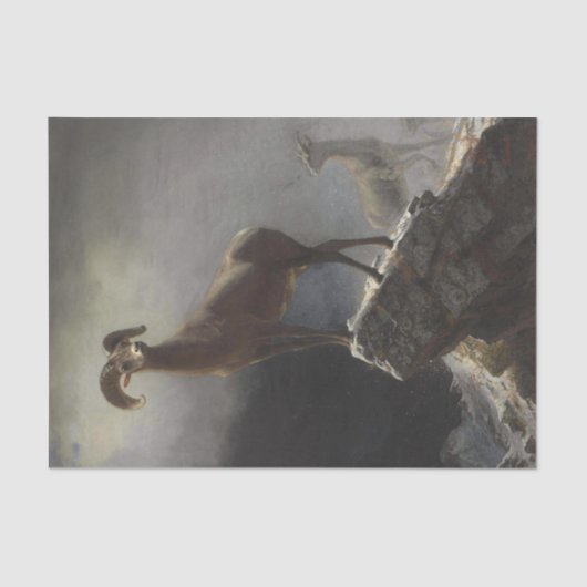 Rocky Mountain Sheep van Albert Bierstadt Decoupag Tissuepapier (Voorkant)