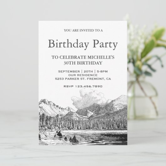 Rocky Mountain Sketch verjaardagsfeestje Kaart (Staand voorkant)