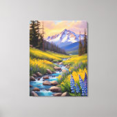 Rocky Mountain Spring Meadow Sunshine Lupins Creek Canvas Afdruk (Voorkant)