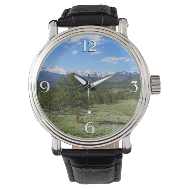 Rocky Mountain Uitzicht Schilderachtig Landschap Horloge (Voorkant)
