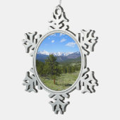 Rocky Mountain Uitzicht Schilderachtig Landschap Tin Sneeuwvlok Ornament (Rechts)