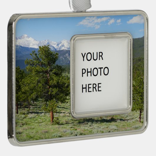 Rocky Mountain Uitzicht Schilderachtig Landschap Verzilverd Omlijst Ornament (Rechts)