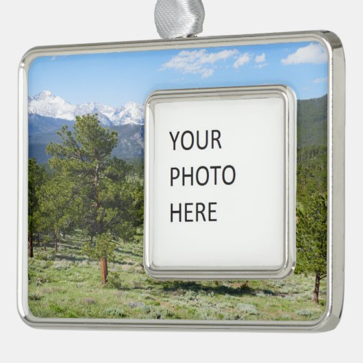 Rocky Mountain Uitzicht Schilderachtig Landschap Verzilverd Omlijst Ornament (Links)