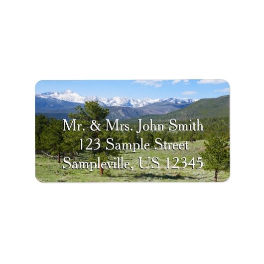 Rocky Mountain View Schitterend Landschap Etiket (Voorkant)