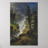 Rocky Mountain Waterfall – Bierstadt Afdrukken Poster (Voorkant)