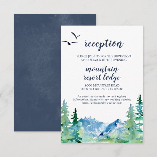 Rocky Mountain Wedding Reception Insert Kaart (Voorkant / Achterkant)