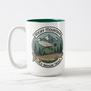 Rocky Mountain Wilde Bruine Forel Vliegvissen  Tweekleurige Koffiemok