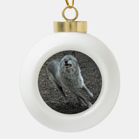 Rocky Mountain Wolf Keramische Bal Ornament (Voorkant)