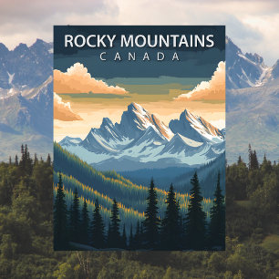 Rocky Mountains Canada Reis in Retro Stijl Briefkaart