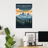 Rocky Mountains Canada Travel Alberta & BC Peak Poster (Thuiskantoor)