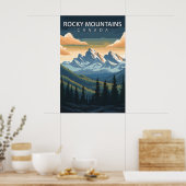 Rocky Mountains Canada Travel Alberta & BC Peak Poster (Keuken)