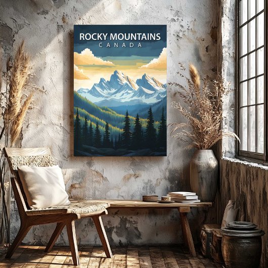Rocky Mountains Canada Travel Poster Canvas Art
