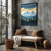 Rocky Mountains Canada Travel Poster Canvas Art Afdruk