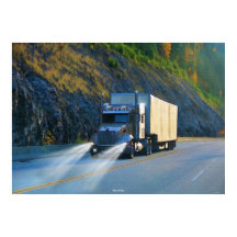 Rocky Mountains Cargo Truck Highway Driving Art