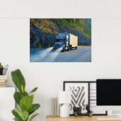 Rocky Mountains Cargo Truck Highway Driving Art Poster (Thuiskantoor)