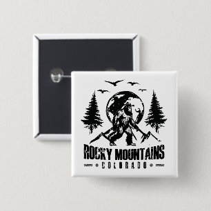 Rocky Mountains Colorado Bigfoot Wandelen Vierkante Button 5,1 Cm