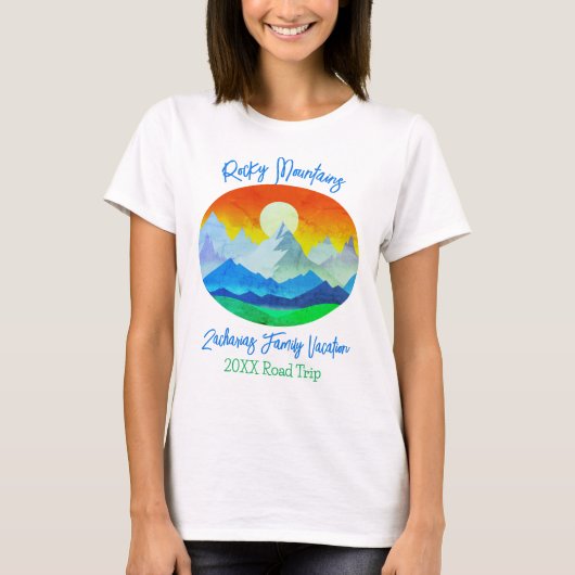 Rocky Mountains Familie Vakantie Road Trip T-shirt (Voorkant)