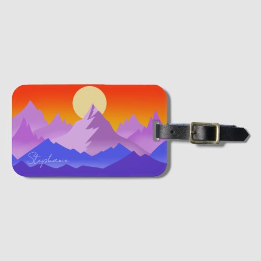 Rocky Mountains Golden Hour Sun Art Bagagelabel (Voorkant (horizontaal))