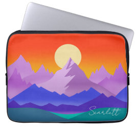 Rocky Mountains Golden Hour Sun Art Laptop Sleeve