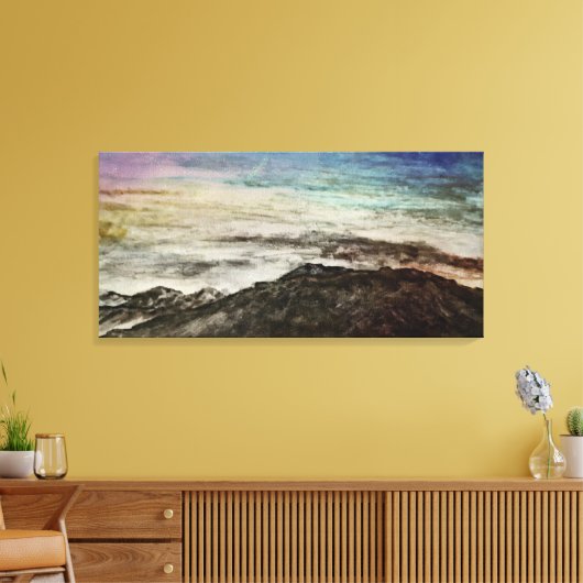 Rocky Mountains Ketens Aurora Landschap Canvas Afdruk (Insitu (Woonkamer))