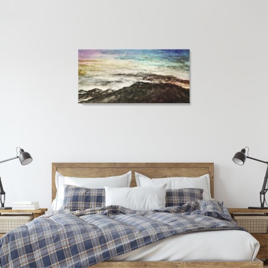 Rocky Mountains Ketens Aurora Landschap Canvas Afdruk (Insitu (Slaapkamer))