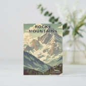 Rocky Mountains Retro Travel Mountain Lodge Briefkaart (Staand voorkant)