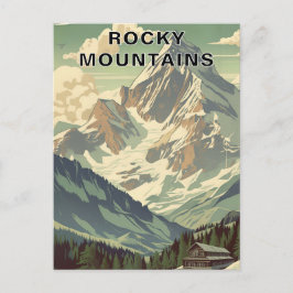 Rocky Mountains Retro Travel Mountain Lodge Briefkaart