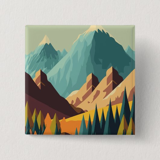 Rocky Mountains Vierkante Button 5,1 Cm (Voorkant)