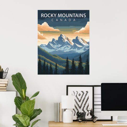Rocky Mountains – Vintage Travel Poster of Canada (Thuiskantoor)