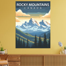 Rocky Mountains – Vintage Travel Poster of Canada Canvas Afdruk