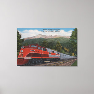 Rocky Mt. Rocket (Trein), Pikes Peak, Colorado Canvas Afdruk