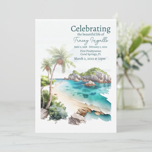 Rocky Ocean Beach begrafenis viering van het leven Kaart (Staand voorkant)