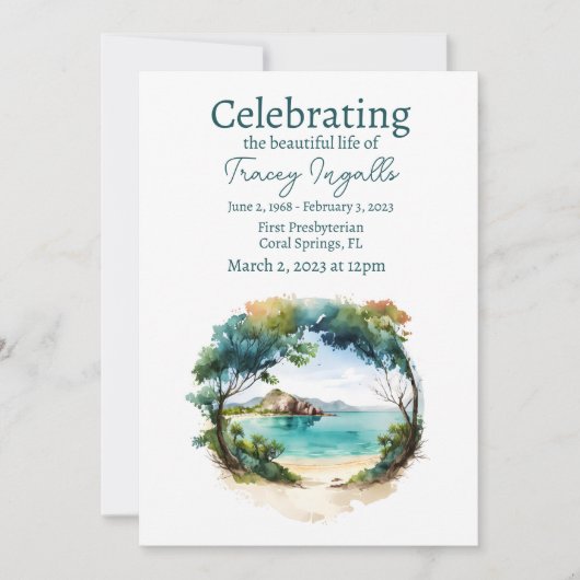 Rocky Ocean Circle begrafenis viering van het leve Kaart (Voorkant)