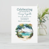 Rocky Ocean Circle begrafenis viering van het leve Kaart (Staand voorkant)