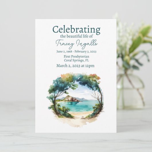 Rocky Ocean Circle begrafenis viering van het leve Kaart (Staand voorkant)