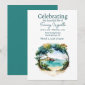 Rocky Ocean Circle begrafenis viering van het leve Kaart (Voorkant / Achterkant)