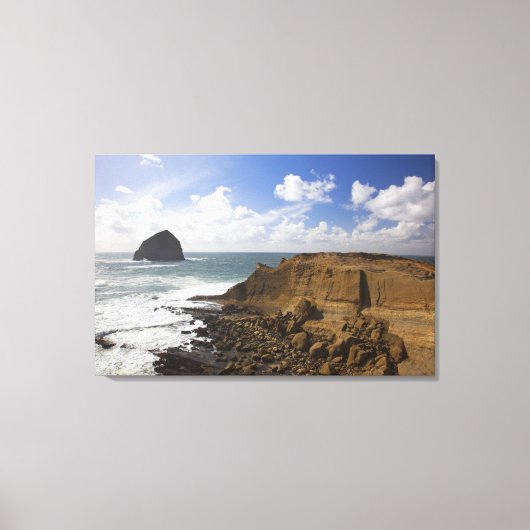 Rocky Oregon Pacific Coast in Pacific City Canvas Afdruk (Voorkant)