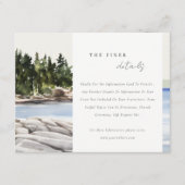 Rocky Pine Mountain Seascape Bruiloft Details Informatiekaartje (Voorkant)