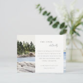 Rocky Pine Mountain Seascape Bruiloft Details Informatiekaartje (Staand voorkant)