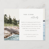 Rocky Pine Mountain Seascape Bruiloft Details Informatiekaartje (Voorkant)